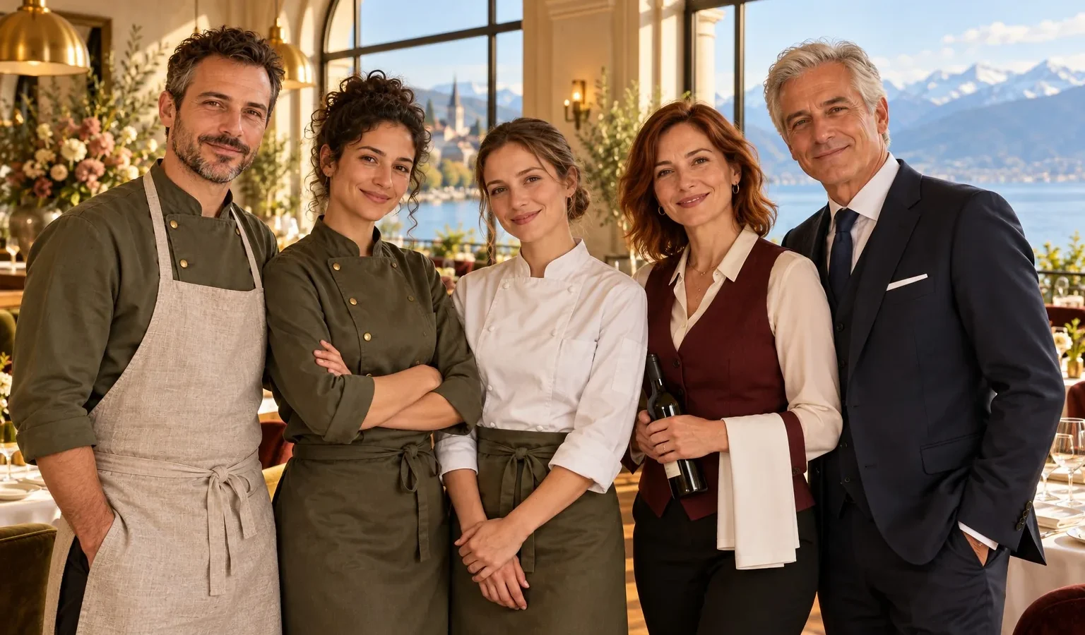 L’équipe du restaurant dans la salle