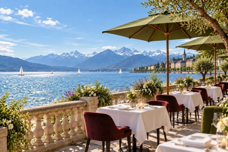 La terrasse à midi, sous les parasols